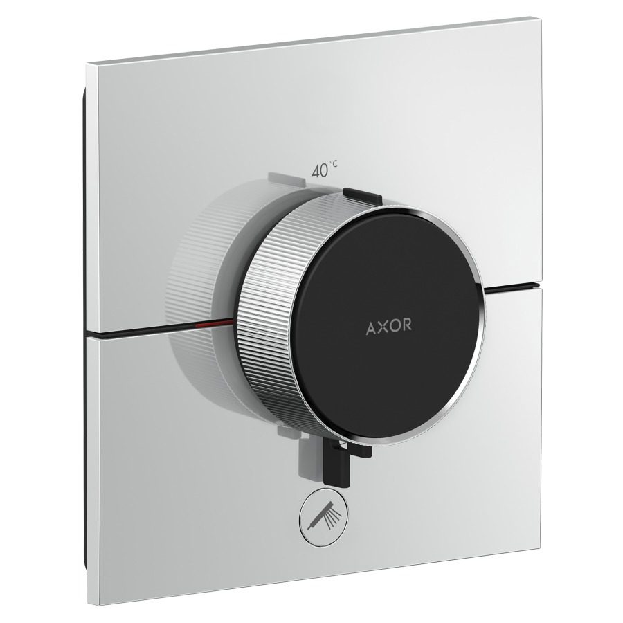 Thermostat ShowerSelect ID UP HighFlow
anguleux 15.5 x  15.5 cm, 1&nbsp;raccordements
et 1 sortie supplémentaire
poussoir-select, soupape Start/Stop pour 
la commande des consommateurs
débit 32.8 (L/min) maximum
débit sortie supérieure 23 (L/min)
sortie inférieure 23 (L/min)
sans corps à encastrer 757049
groupe acoustique&nbsp;I