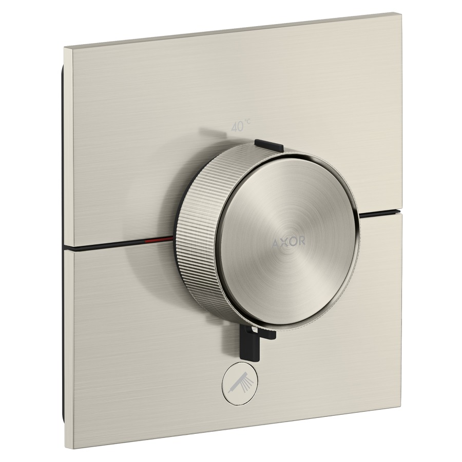 Thermostat ShowerSelect ID UP HighFlow
anguleux 15.5 x  15.5 cm, 1&nbsp;raccordements
et 1 sortie supplémentaire
poussoir-select, soupape Start/Stop pour 
la commande des consommateurs
débit 32.8 (L/min) maximum
débit sortie supérieure 23 (L/min)
sortie inférieure 23 (L/min)
sans corps à encastrer 757049
groupe acoustique&nbsp;I