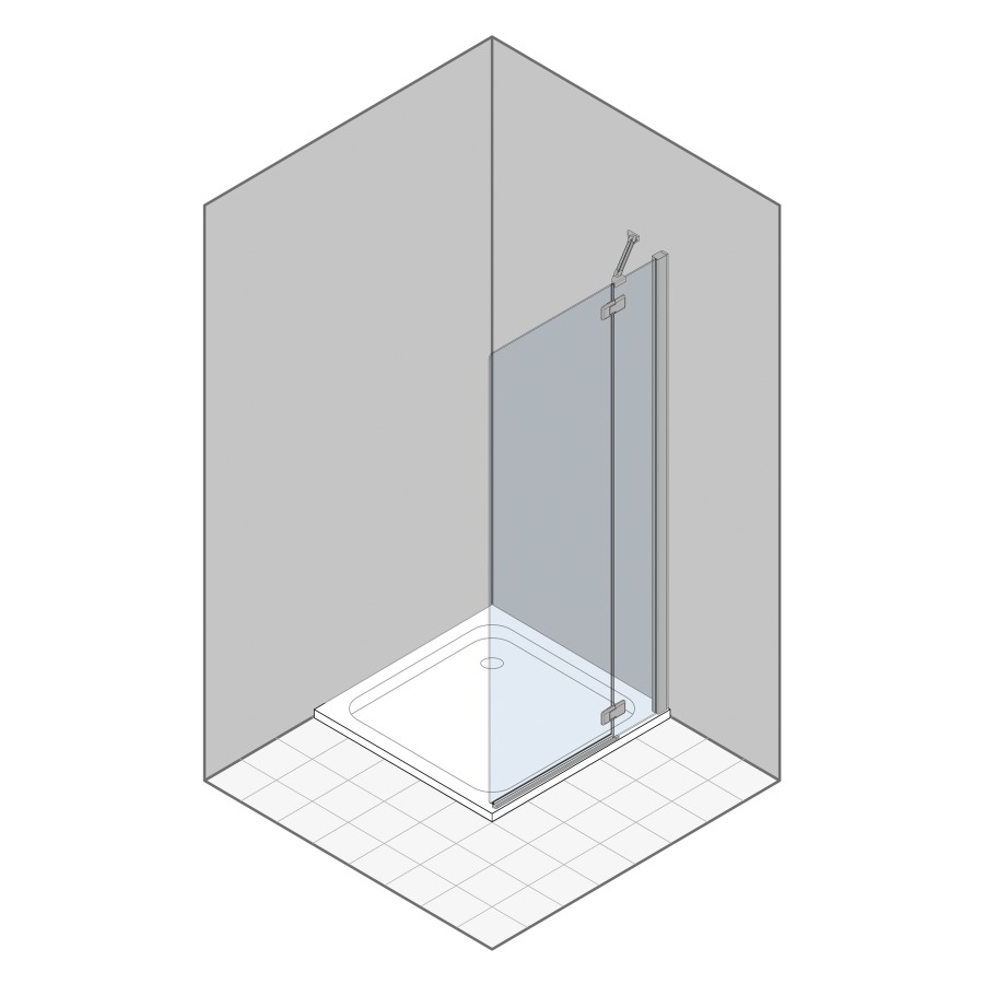 Porte battante LIBERO 3000
60-92 cm, H 200 cm
1 panneau, avec partie fixe
pose libre, avec cadre partiel
charnières à droite
verre de sécurité 6 mm