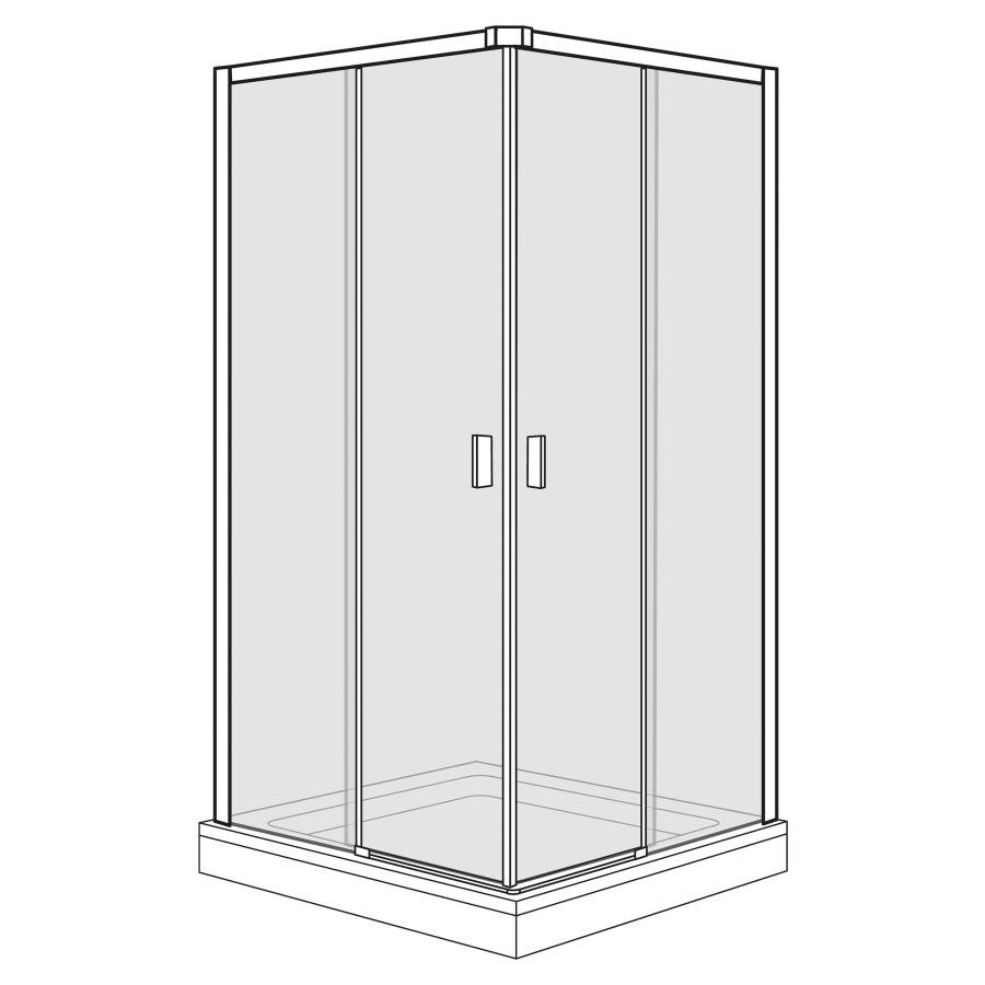 Entrée diagonale Optima 6 Plus
-120 x -120 cm, H 200 cm
porte coulissante en 2&nbsp;parties à gauche et à droite
avec cadre partiel
MESURES EXACTES SELON PRISE DE MESURE