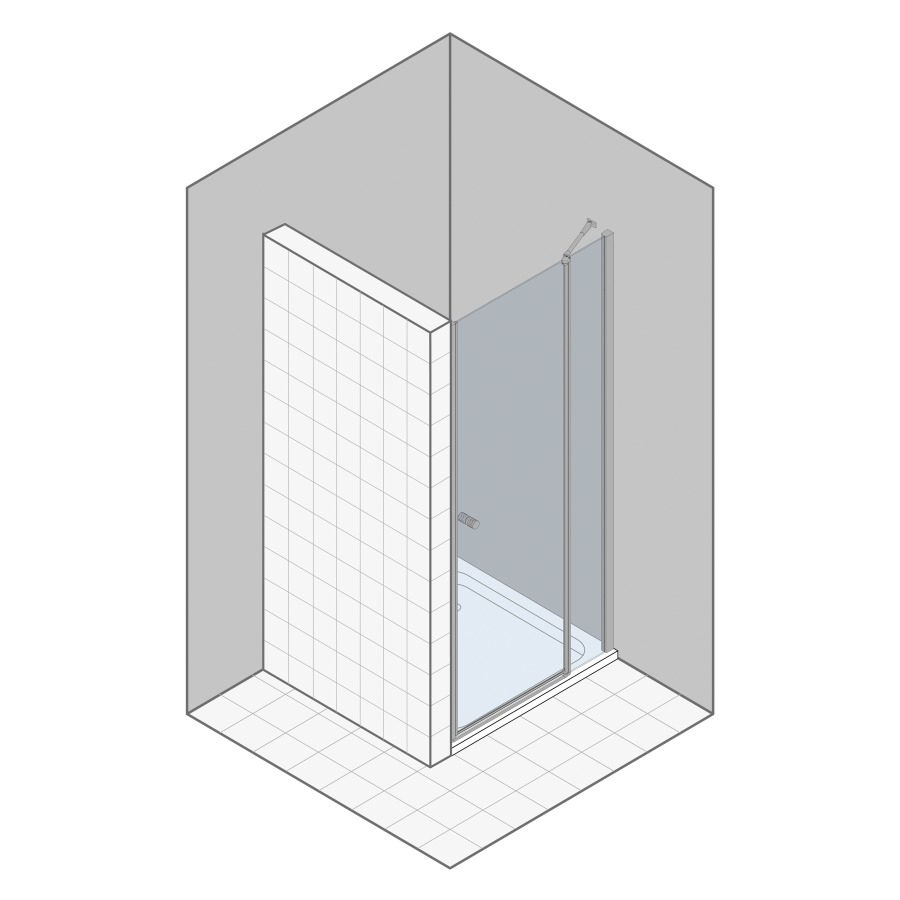 Porte battante MULTI-S 4000
82.1-102 cm, H 200 cm
1 panneau, avec partie fixe
pour niche, avec cadre partiel
charnières à droite
verre de sécurité 6 mm
MESURES EXACTES SELON PRISE DE MESURE
