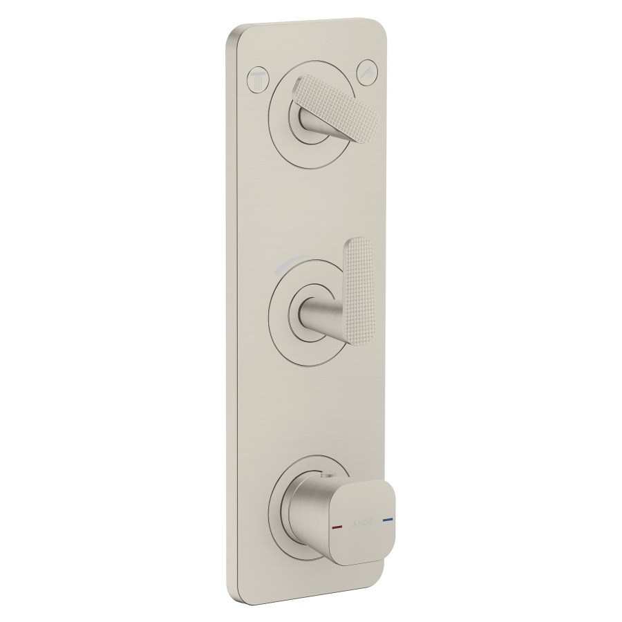 Thermostatmodul Citterio C UP - Cubic cut
12 x 38 cm, 2 Verbraucher
maximale Durchflussmenge 42 (L/min)
Durchflussmenge oberer Abgang 42 (L/min)
unterer Abgang 40 (L/min)
ohne Einbaukörper 758155
Geräuschgruppe II