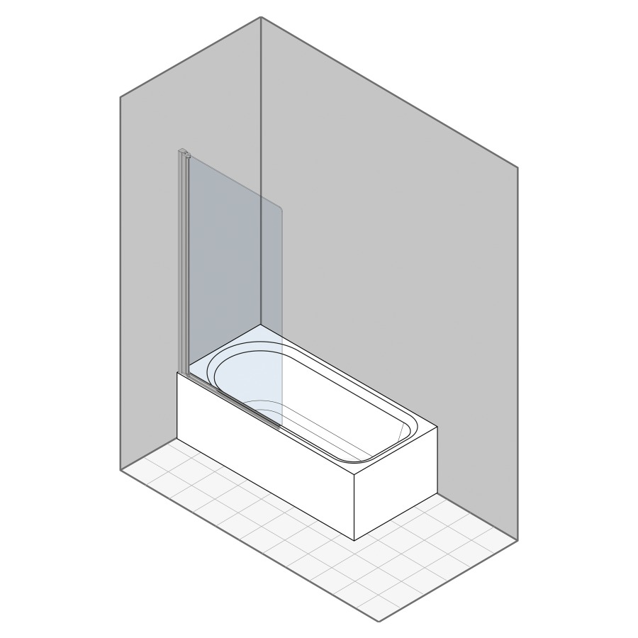 Porte battante MULTI-S 4000
68.1-70.1 cm, H 150 cm
1 panneau, montage sur baignoire
avec cadre partiel
charnières à gauche
verre de sécurité 6 mm