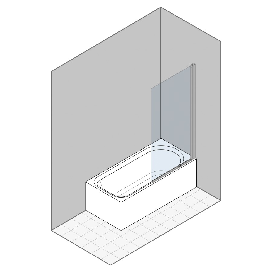 Porte battante MULTI-S 4000
68.1-70.1 cm, H 150 cm
1 panneau, montage sur baignoire
avec cadre partiel
charnières à droite
verre de sécurité 6 mm