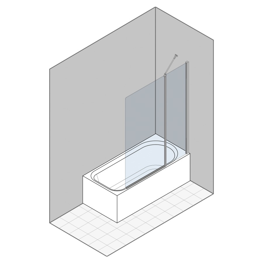 Porte battante MULTI-S 4000
112.1-132 cm, H 150 cm
1 panneau, avec partie fixe
montage sur baignoire, avec cadre partiel
charnières à droite
verre de sécurité 6 mm
MESURES EXACTES SELON PRISE DE MESURE