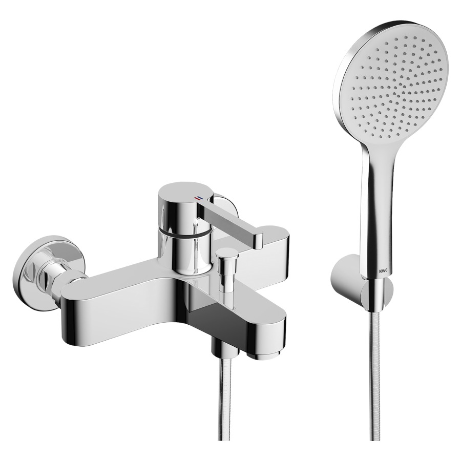 Bademischer BEVO 
EfficientFlow, AD 153 mm, Abstellverschraubungen 1/2" x 3/4"
Ausladung 175 mm, Auslauf fest 
mit Brause KWC FIT-E EfficientFlow, 6 l/min.
Brauseschlauch 160 cm, Halter
Durchflussmenge 20 (L/min)
Geräuschgruppe I
Energieklasse A
