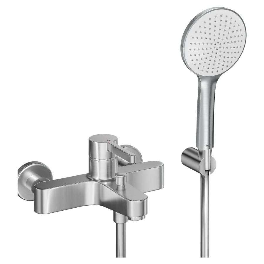 Bademischer BEVO 
EfficientFlow, AD 153 mm, Abstellverschraubungen 1/2" x 3/4"
Ausladung 175 mm, Auslauf fest 
mit Brause KWC FIT-E EfficientFlow, 6 l/min.
Brauseschlauch 160 cm, Halter
Durchflussmenge 20 (L/min)
Geräuschgruppe I
Energieklasse A