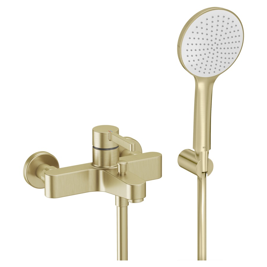 Bademischer BEVO 
EfficientFlow, AD 153 mm, Abstellverschraubungen 1/2" x 3/4"
Ausladung 175 mm, Auslauf fest 
mit Brause KWC FIT-E EfficientFlow, 6 l/min.
Brauseschlauch 160 cm, Halter
Durchflussmenge 20 (L/min)
Geräuschgruppe I
Energieklasse A