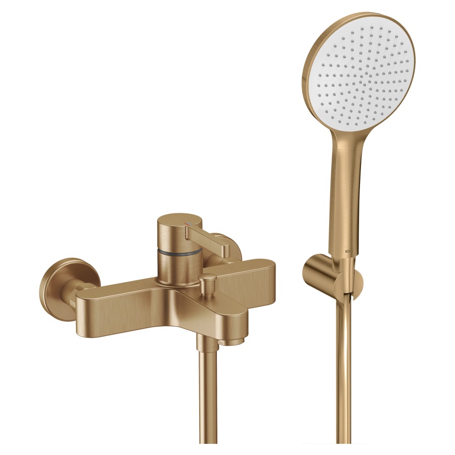 Bademischer BEVO 
EfficientFlow, AD 153 mm, Abstellverschraubungen 1/2" x 3/4"
Ausladung 175 mm, Auslauf fest 
mit Brause KWC FIT-E EfficientFlow, 6 l/min.
Brauseschlauch 160 cm, Halter
Durchflussmenge 20 (L/min)
Geräuschgruppe I
Energieklasse A