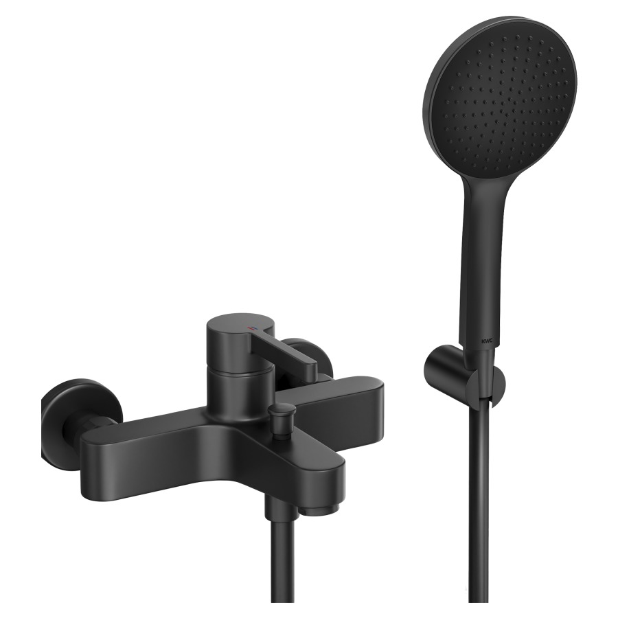 Bademischer BEVO 
EfficientFlow, AD 153 mm, Abstellverschraubungen 1/2" x 3/4"
Ausladung 175 mm, Auslauf fest 
mit Brause KWC FIT-E EfficientFlow, 6 l/min.
Brauseschlauch 160 cm, Halter
Durchflussmenge 20 (L/min)
Geräuschgruppe I
Energieklasse A