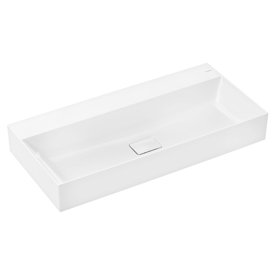 Lavabo à poser XEVOLOS E
100 x 10.5 x 48 cm, Céramique
côté inférieur poli, sans trop-plein
avec garniture d’écoulement non verrouillable