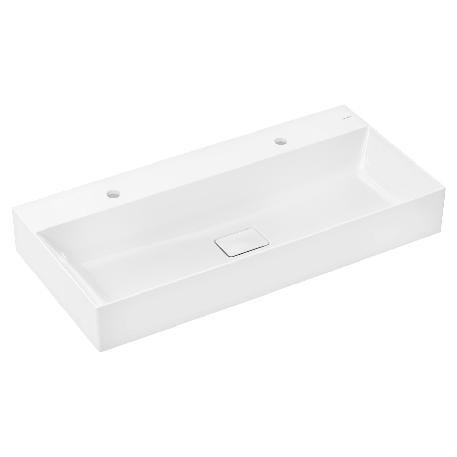 Lavabo à poser XEVOLOS E
100 x 10.5 x 48 cm, Céramique
côté inférieur poli, sans trop-plein
avec garniture d’écoulement non verrouillable