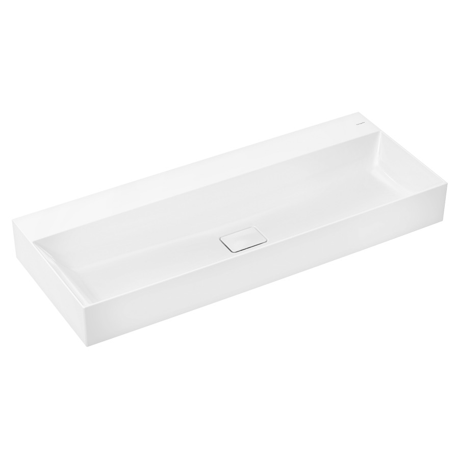 Lavabo à poser XEVOLOS E
120 x 10.5 x 48 cm, Céramique
côté inférieur poli, sans trop-plein
avec garniture d’écoulement non verrouillable