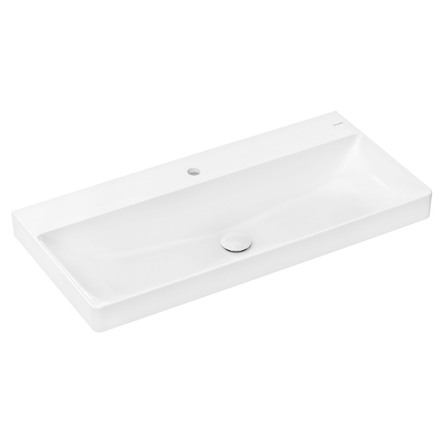 Lavabo à poser XELU Q
100 x 14 x 48 cm, Céramique
côté inférieur poli, sans trop-plein
avec garniture d’écoulement non verrouillable
