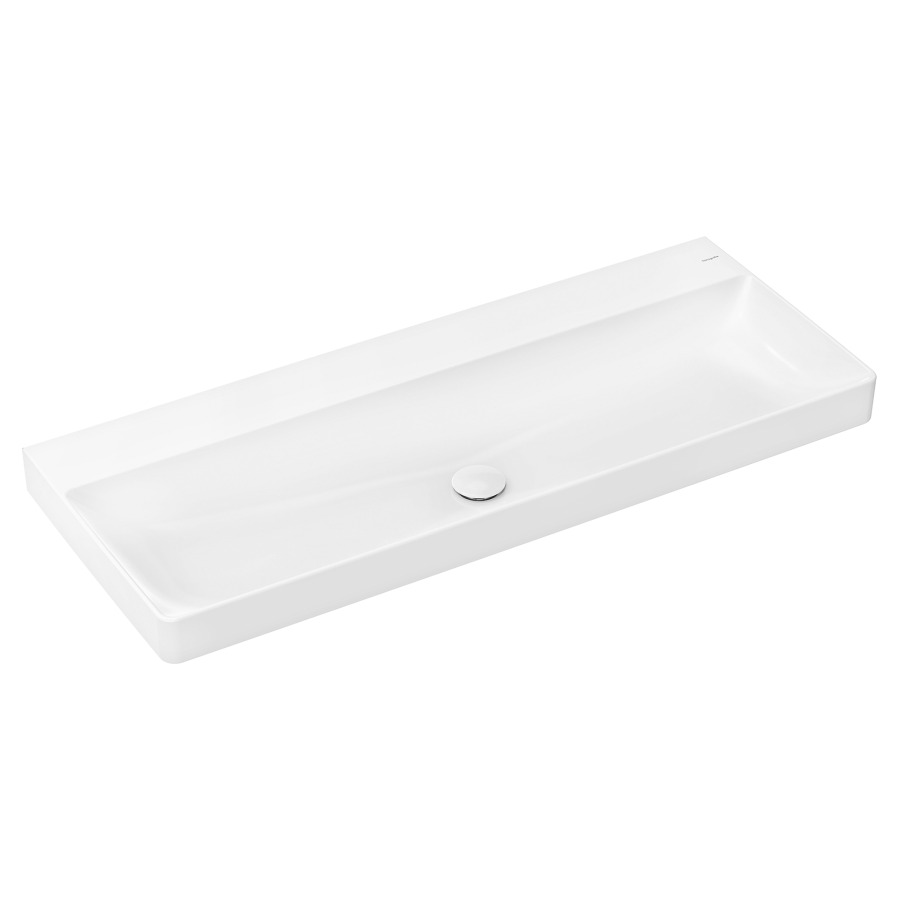 Lavabo à poser XELU Q
120 x 14 x 48 cm, Céramique
côté inférieur poli, sans trop-plein
avec garniture d’écoulement non verrouillable