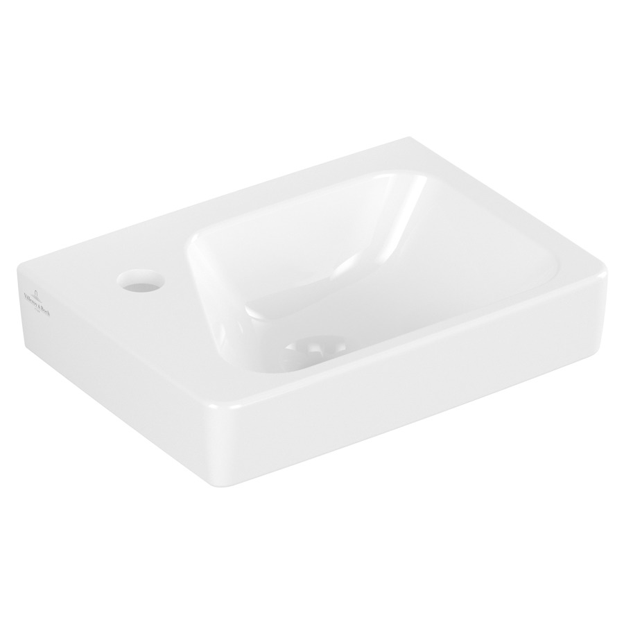 Lave-mains ARCHITECTURA
36 x 13.5 x 26.5 cm
Céramique, rectangulaire, lavabo à droite
sans soupape d’écoulement, sans trop-plein