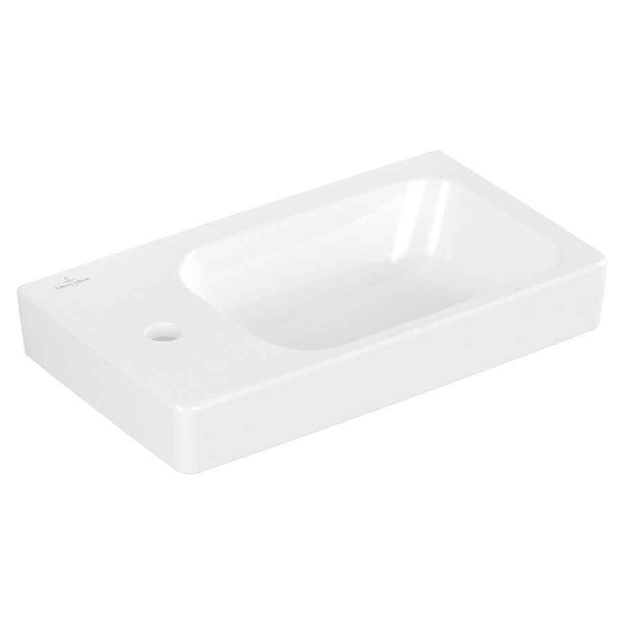 Lave-mains ARCHITECTURA
48 x 13.8 x 27.5 cm
Céramique, rectangulaire, lavabo à droite
sans soupape d’écoulement, avec trop-plein