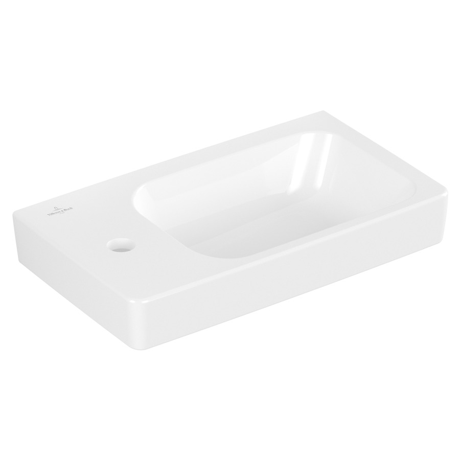 Lave-mains ARCHITECTURA
48 x 13.8 x 27.5 cm
Céramique, rectangulaire, lavabo à droite
sans soupape d’écoulement, sans trop-plein