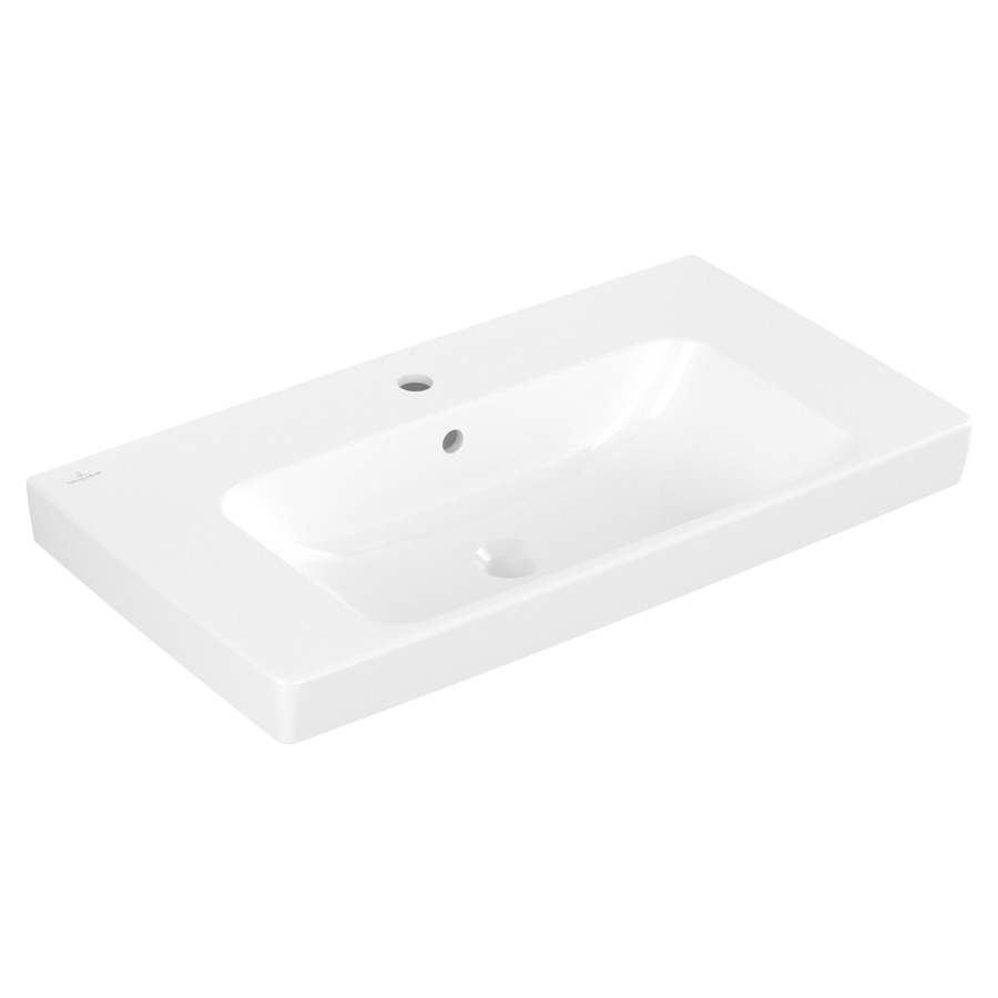 Lavabo ARCHITECTURA
80 x 16.5 x 45.5 cm
Céramique, rectangulaire, lavabo au milieu
sans soupape d’écoulement, avec trop-plein