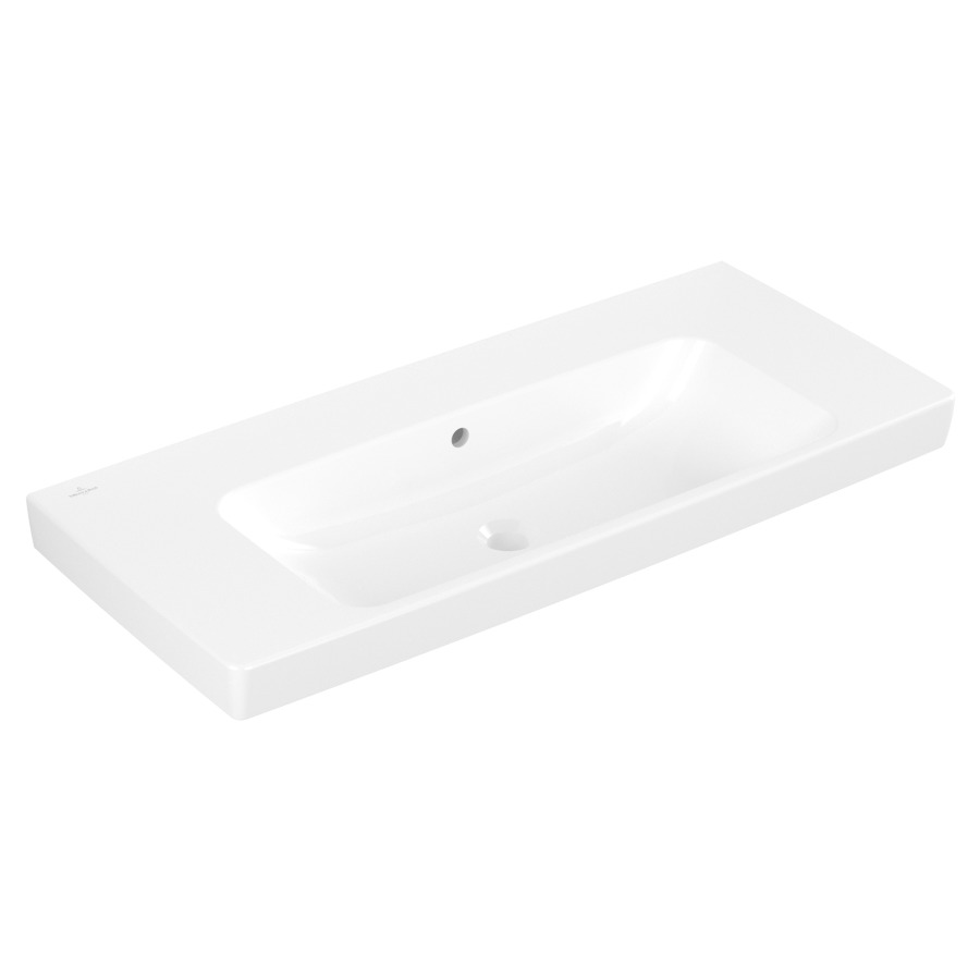 Lavabo ARCHITECTURA
100 x 16.5 x 46 cm
Céramique, rectangulaire, lavabo au milieu
sans soupape d’écoulement, avec trop-plein