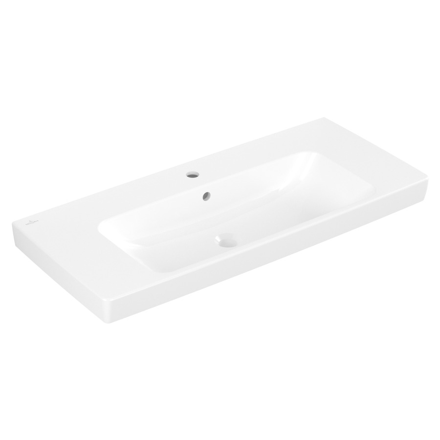 Lavabo ARCHITECTURA
100 x 16.5 x 46 cm
Céramique, rectangulaire, lavabo au milieu
sans soupape d’écoulement, avec trop-plein