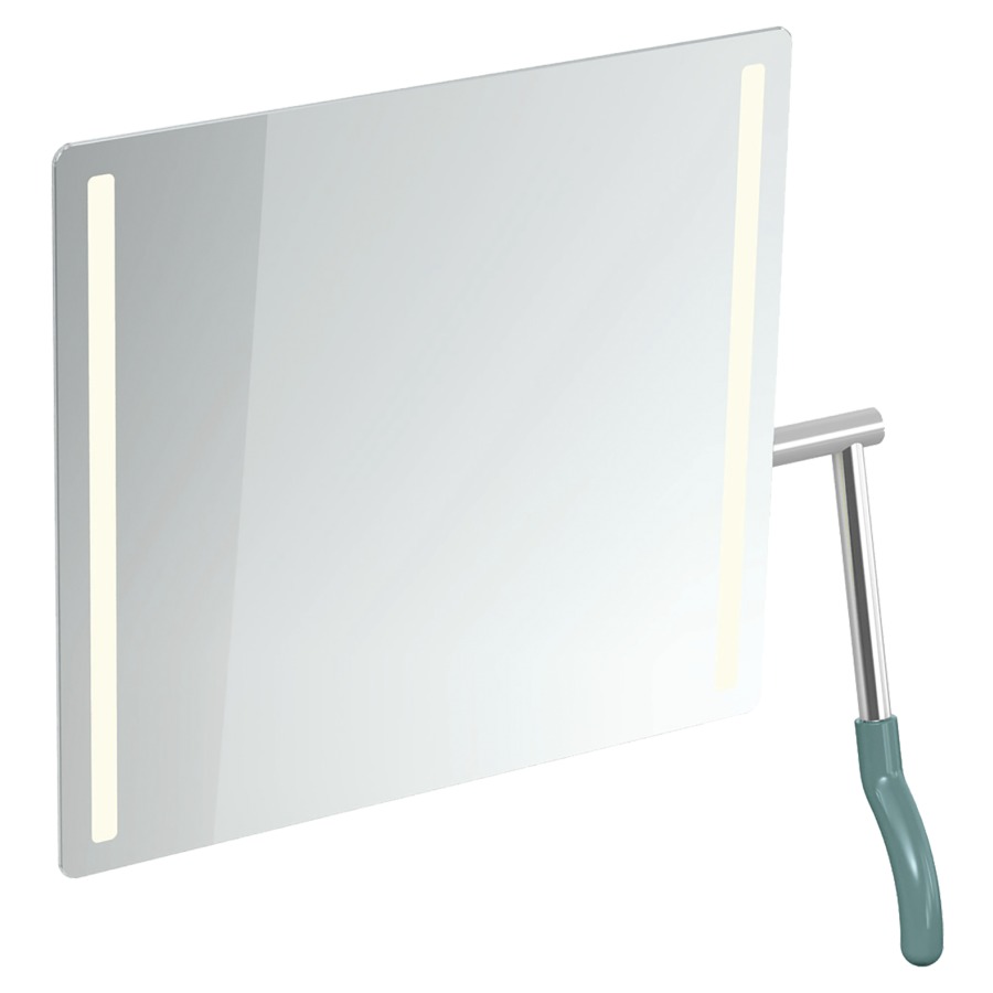Miroir inclinable Hewi 802 LifeSystem
72.5 x 74.1 x 17.2-31 cm
adapté PMR, éclairage LED à gauche et
à droite, levier à droite
avec pare-éclats intégré
Classe d’énergie G, IP44