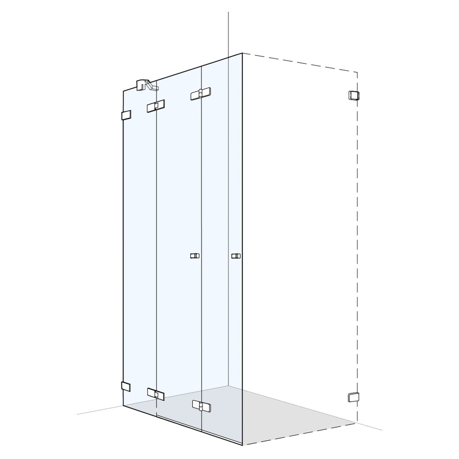Porte pliante S606PLUS
pour cloison latérale
60-100 cm, H 200 cm
sans cadre, 2 panneaux
avec partie fixe à gauche
MESURES EXACTES SELON PRISE DE MESURE