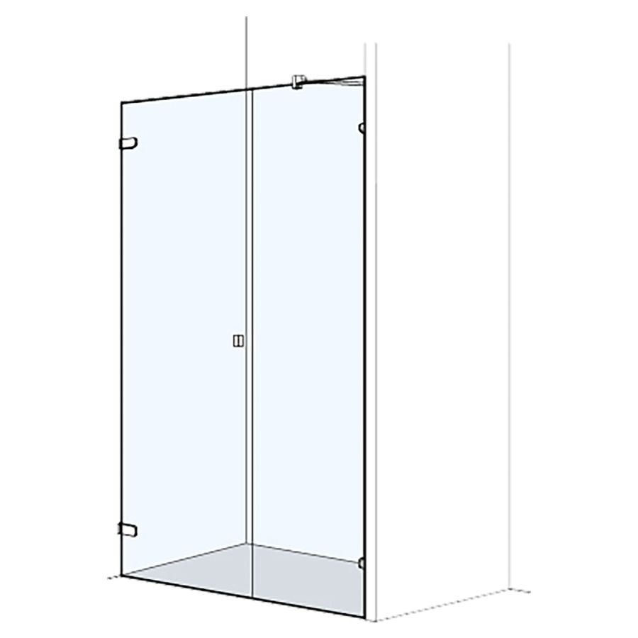 Porte pivotante S505PLUS niche
180.1-200 cm, H 200 cm
sans cadre, avec cloison latérale
en alignement, porte charniere à gauche
MESURES EXACTES SELON PRISE DE MESURE