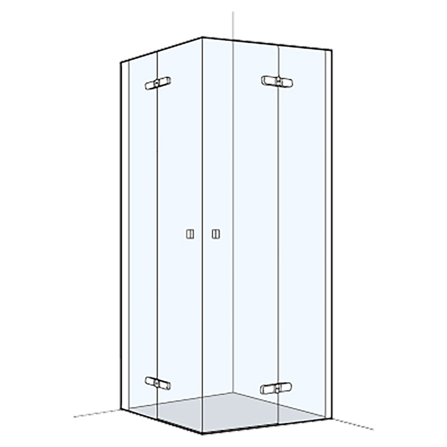 Entrée diagonale S500PLUS
87.5-89 cm, H 200 cm
porte pivotante avec partie fixe à gauche et à droite
avec cadre partiel, profil contre l'éclaboussement