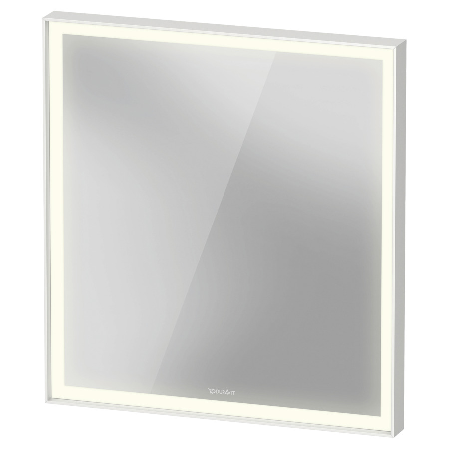 Miroir lumineux L-CUBE
65 x 70 x 6.7 cm
éclairage LED direct, entourante
dimmable, 3500 Kelvin, 23 Watt
interrupteur à capteur en bas à droite
avec chauffage du miroir, IP44