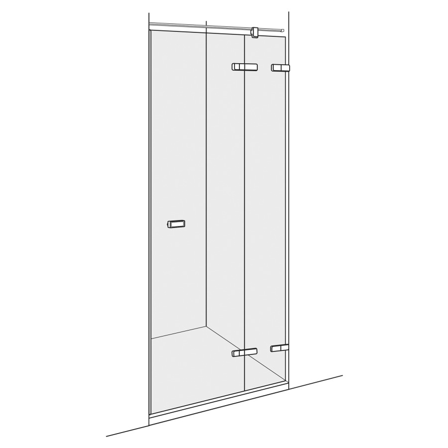 Pendeltür VIVA Nische
-125 cm, H -220 cm
mit Festteil rechts
Flächenbündige Wandwinkel
ohne Dekoreinlage
GENAUE MASSE NACH AUSMASS