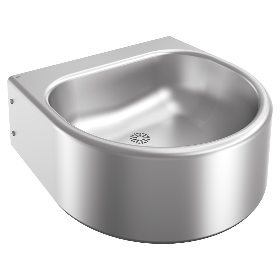 Lave-mains Anima
46 x 17 x 41 cm
Acier nickel-chrome
montage mural, sans tablette de robinetterie
avec soupape à grille, avec siphon
sans trop-plein, avec matériel de fixation