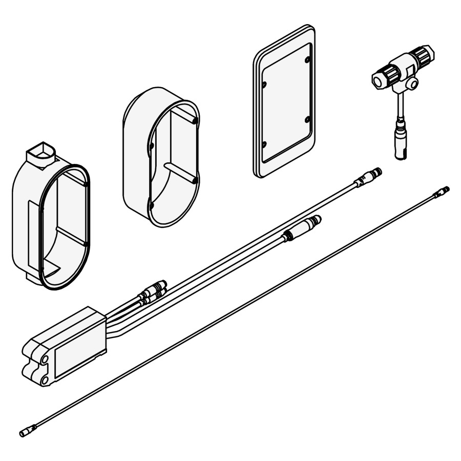 Module électronique EM5
pour montage mural
avec ID 02160 et répartiteur électronique en T
pour AQUA 3000 open, 24 V CC
