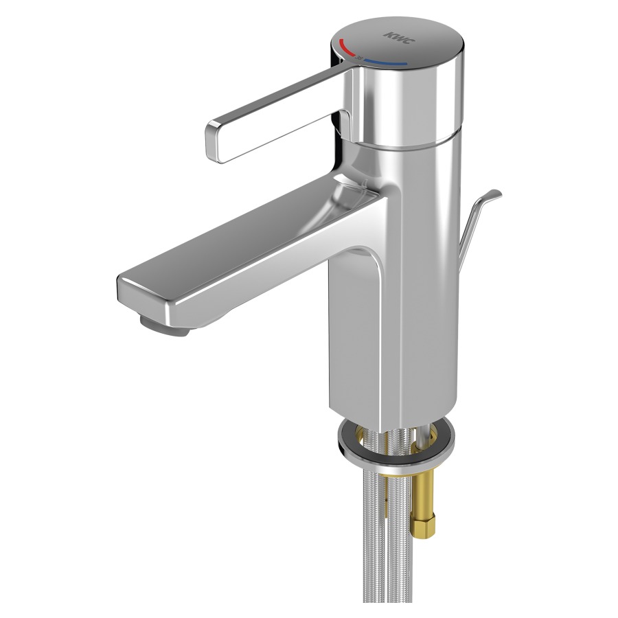 Mélangeur de lavabo F5L-Therm
saillie 125 mm, goulot fixe
hauteur d'écoulement 90 mm
thermostat, débit 5 (L/min)
avec vidage excentrique
tuyaux de raccordement flexibles 3/8"