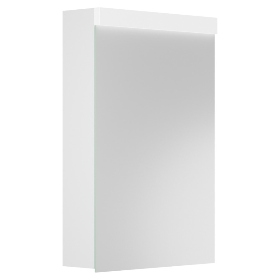 Armoire de toilette Duplex
50 x 73.8 x 14.1 cm
Profilé en aluminium
1&nbsp;porte à double miroir, charnière à gauche
éclairage LED direct et indirect 
8.64 W / 4.71-4.81 W
1&nbsp;prise double en bas à droite
2 tablettes en verre, IP24