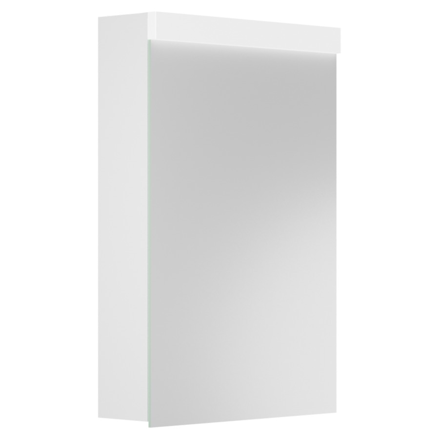 Armoire de toilette Duplex
50 x 73.8 x 14.1 cm
Profilé en aluminium
1&nbsp;porte à double miroir, charnière à droite
éclairage LED direct et indirect 
8.64 W / 4.71-4.81 W
1&nbsp;prise double en bas à gauche
2 tablettes en verre, IP24