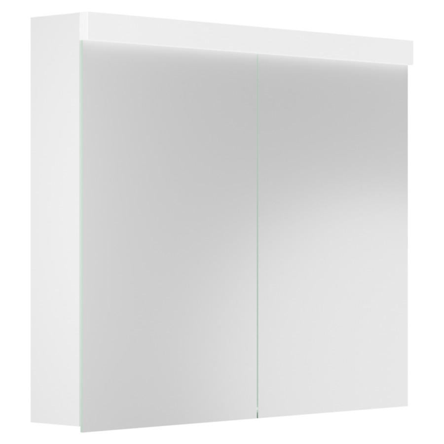 Armoire de toilette Duplex
90 x 73.8 x 14.1 cm
Profilé en aluminium
2&nbsp;portes à double miroir (45/45)
éclairage LED direct et indirect 
15.84 W / 8.69-8.86 W
1&nbsp;prise double en bas à droite
4 tablettes en verre, IP24