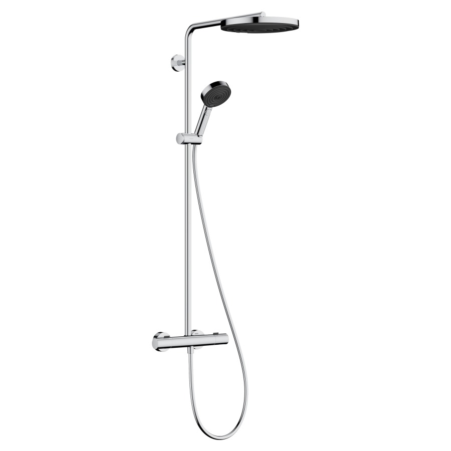 Système de douche Pulsify S Puro
thermostat Ecostat Fine
EcoSmart, E 138-162 mm
douche de tête Pulsify 260 1jet, D 26 cm
débit 7.8 (L/min), douche à main 3jet
PowderRain, IntenseRain, jet de massage 
débit douche à main 8 (L/min)
saillie 460 mm, glissière de douche
tuyau de douche, support de douche
groupe acoustique&nbsp;I
