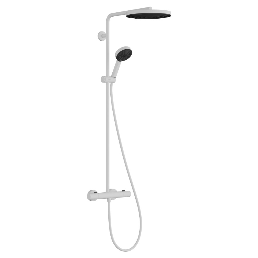 Système de douche Pulsify S Puro
thermostat Ecostat Fine
EcoSmart, E 138-162 mm
douche de tête Pulsify 260 1jet, D 26 cm
débit 7.8 (L/min), douche à main 3jet
PowderRain, IntenseRain, jet de massage 
débit douche à main 8 (L/min)
saillie 460 mm, glissière de douche
tuyau de douche, support de douche
groupe acoustique&nbsp;I