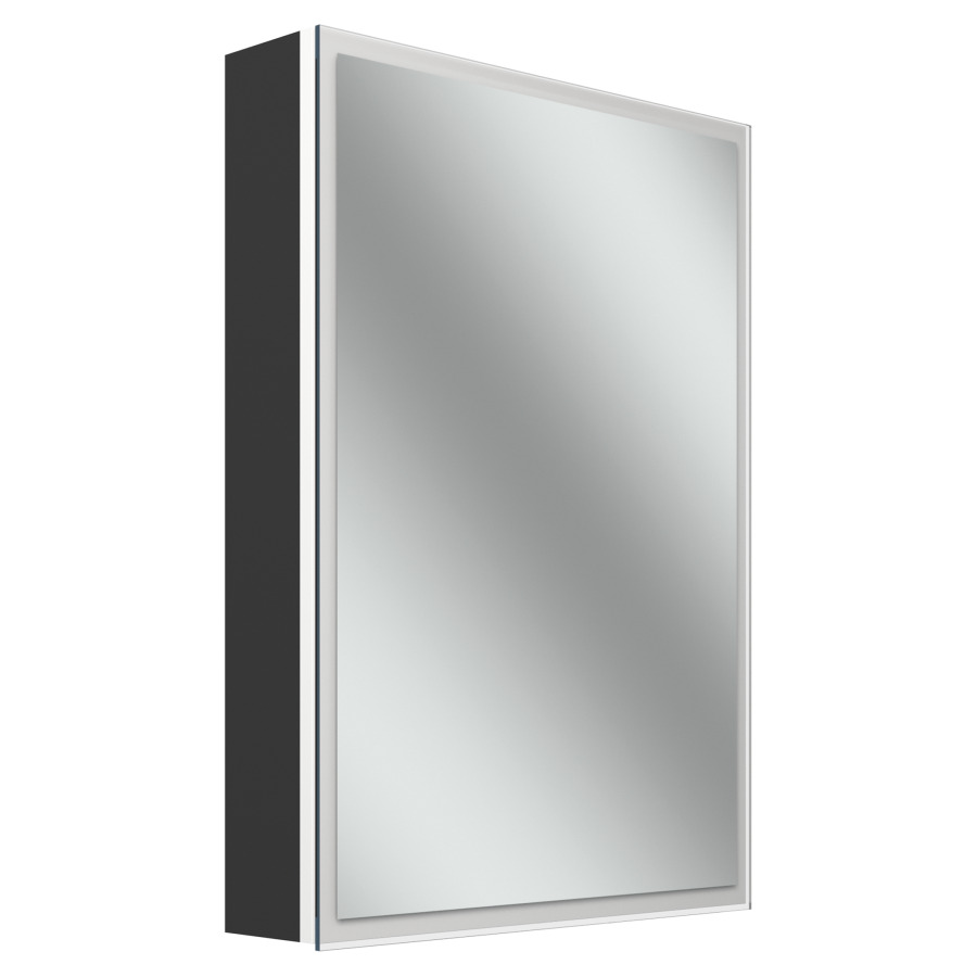 Armoire de toilette Schneider GLOW D2W
51.3 x 73.6 x 13.6 cm
Profilé en aluminium, montage UP/AP
1&nbsp;porte à double miroir, charnière à droite
éclairage LED, 2000-6500 Kelvin
Dim2Warm, Touch-Slider, 38 Watt
6496 Lumen, 1&nbsp;prise double en bas à
gauche sur la paroi latérale, 2 tablettes 
en verre, IP44, Classe d’énergie C