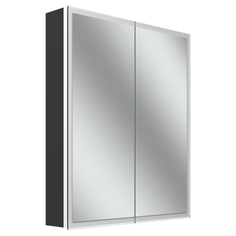 Armoire de toilette Schneider GLOW D2W
61.3 x 73.6 x 13.6 cm
Profilé en aluminium, montage UP/AP
2&nbsp;portes à double miroir
éclairage LED, 2000-6500 Kelvin
Dim2Warm, Touch-Slider, 42 Watt
7146 Lumen, 1&nbsp;prise double en bas à
droite sur la paroi latérale, 2 tablettes 
en verre, IP44, Classe d’énergie C