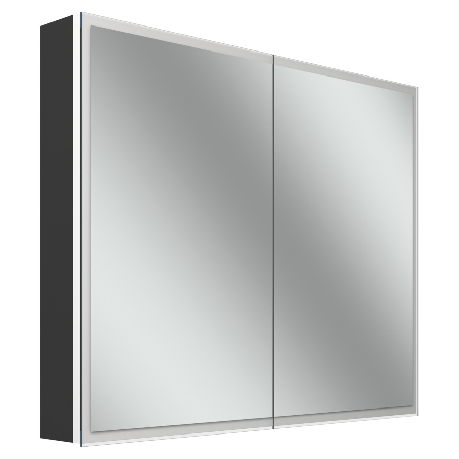 Armoire de toilette Schneider GLOW D2W
91.3 x 73.6 x 13.6 cm
Profilé en aluminium, montage UP/AP
2&nbsp;portes à double miroir
éclairage LED, 2000-6500 Kelvin
Dim2Warm, Touch-Slider, 51 Watt
8770 Lumen, 1&nbsp;prise double en bas à
droite sur la paroi intermédiaire
4 tablettes  en verre, IP44
Classe d’énergie C