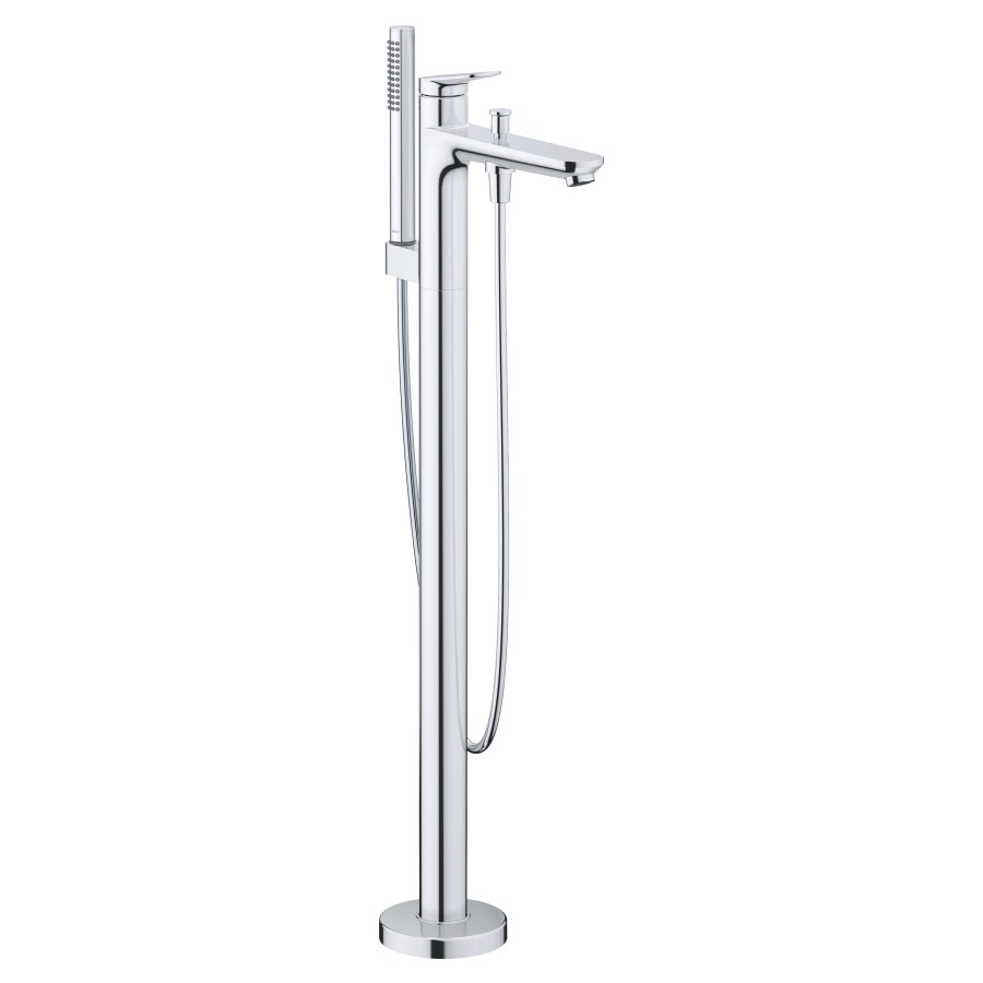 Mélangeur de bain WAVE
modèle à poser, hauteur d'écoulement 764-834 mm
saillie 225 mm, sans corps à encastrer
102642, tuyau de douche, douche à main
support de douche