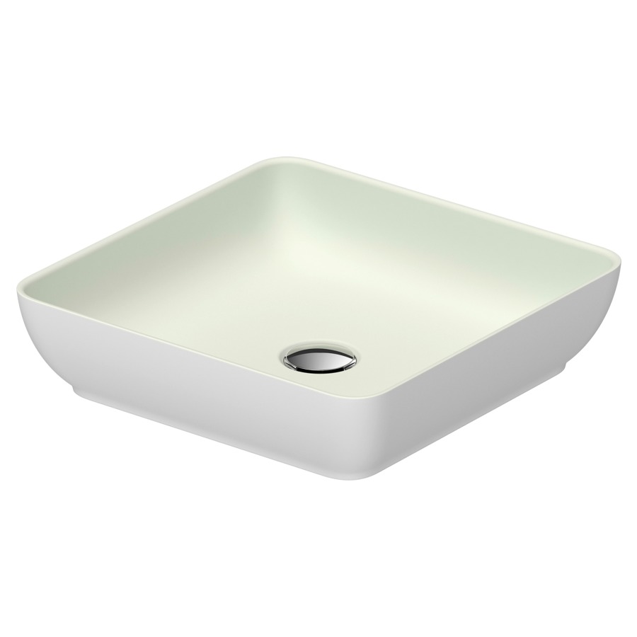 Lave-mains à poser Sivida
40 x 10.5 x 40 cm
DuroCast Plus
sans trop-plein
coloris intérieur vert pâle mat