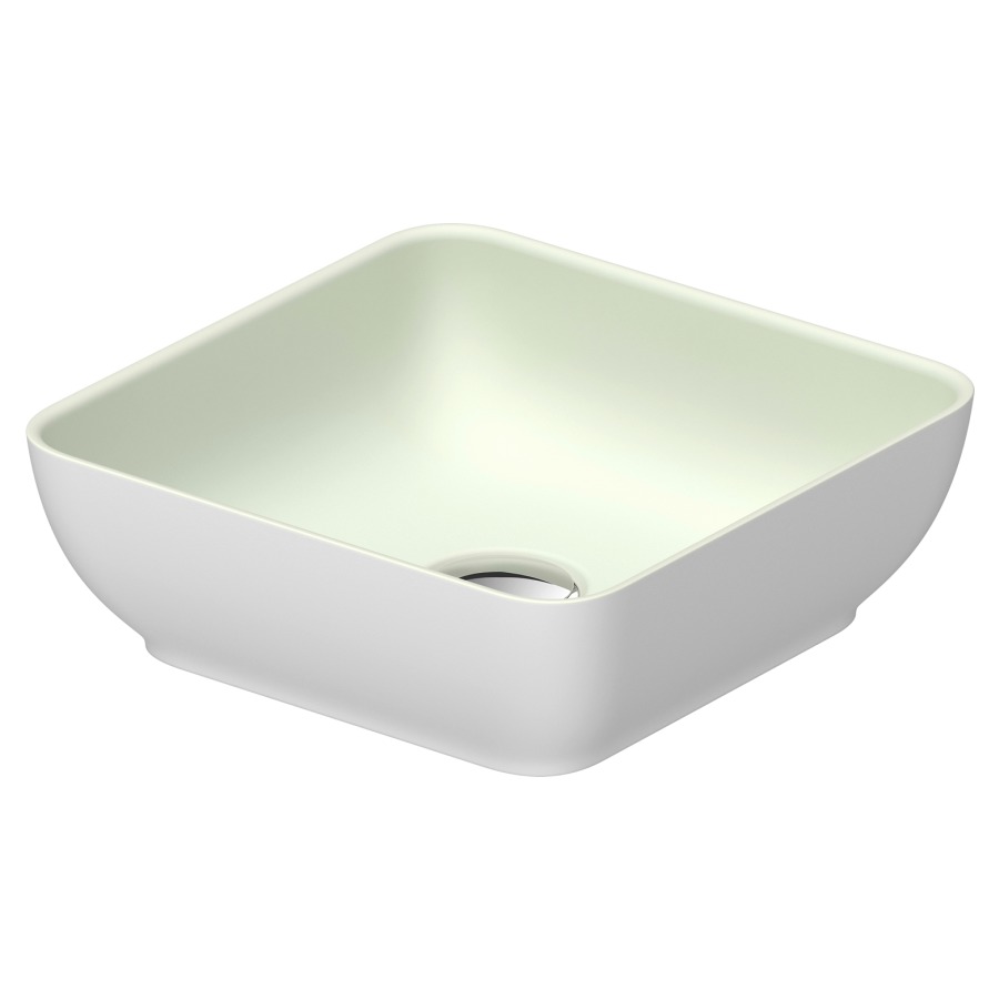 Lave-mains à poser Sivida
30 x 10.5 x 30 cm
DuroCast Plus
sans trop-plein
coloris intérieur vert pâle mat