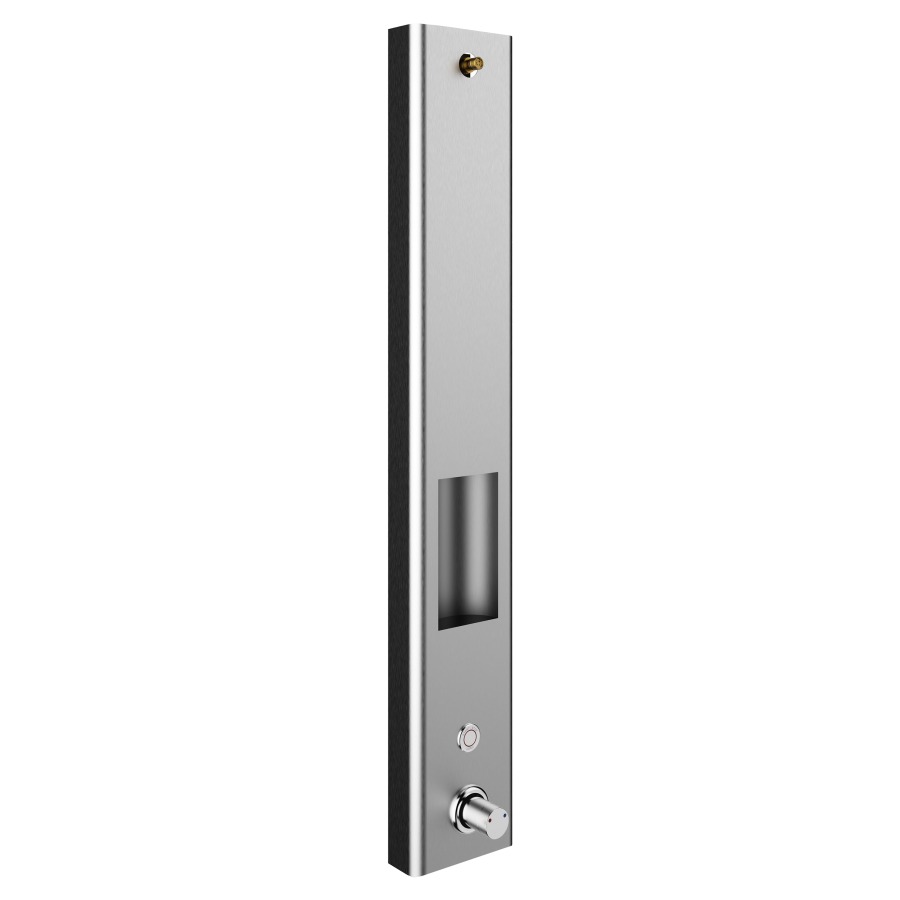 Douchepaneel CONGENIAL
avec tablette, montage mural, H 140 cm
version pour pomme de douche
mitigeur thermostatique avec
bouton piézo, avec rinçage hygiénique
raccordement sur les arrivées d'eau 
chaude et froide, service APP compatible
débit 9 (L/min)
alimentation à pile 6 V, IP68