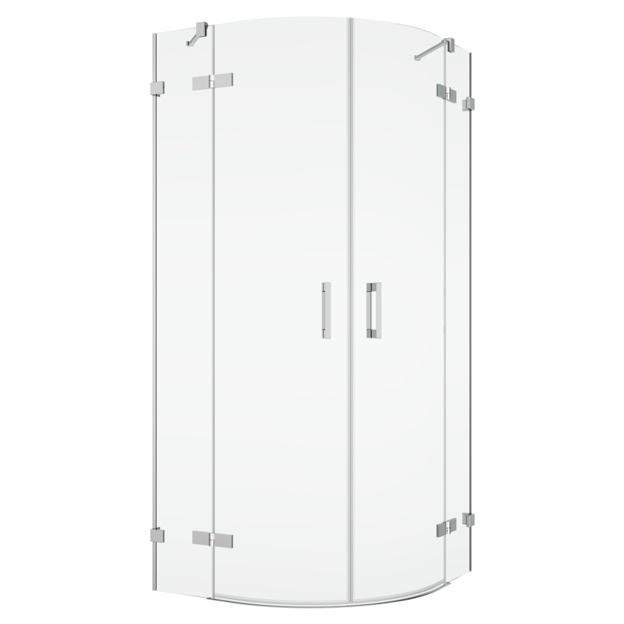 Entrée diagonale PUR
avec équerre murale
75-120 x 75-120 cm, H 200 cm
porte tournante avec partie fixe à gauche et à droite
avec support d'angle, pour douche 
quart de cercle R 55 cm
MESURES EXACTES SELON PRISE DE MESURE