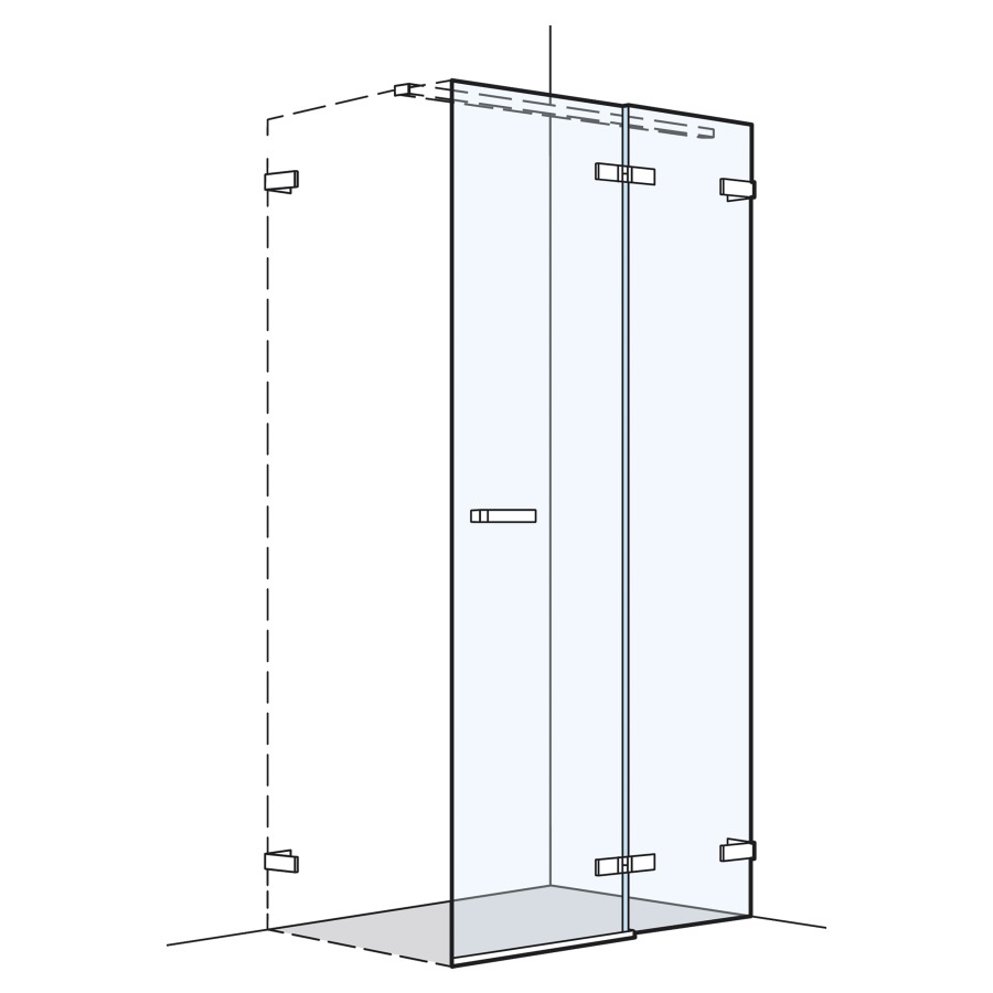 Porte battante O202
70-100 cm, H 200 cm
pour cloison latérale
sans cadre, charnières à droite
avec élément fixe
MESURES EXACTES SELON PRISE DE MESURE
quantité minimale de commande 5 pièces
achat individuel +20% sur les produits 
et les montages