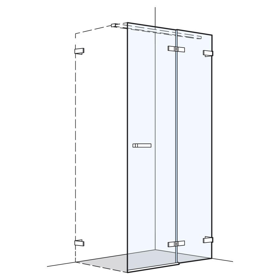 Porte battante O202
100.1-140 cm, H 200 cm
pour cloison latérale
sans cadre, charnières à droite
avec élément fixe
MESURES EXACTES SELON PRISE DE MESURE
quantité minimale de commande 5 pièces
achat individuel +20% sur les produits 
et les montages