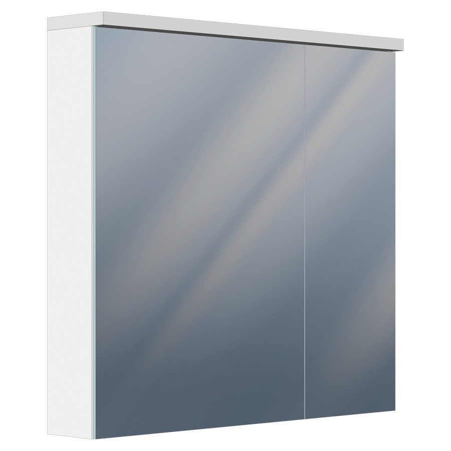 Armoire de toilette ESSENZA
75 x 72 x 12/15 cm
Profilé en aluminium
2&nbsp;portes à double miroir (50/25)
éclairage LED, 28 Watt
2 rayons en verre réglables
1&nbsp;prise double et 1 support cosmétique
en bas changeable, Classe d’énergie E, IP24